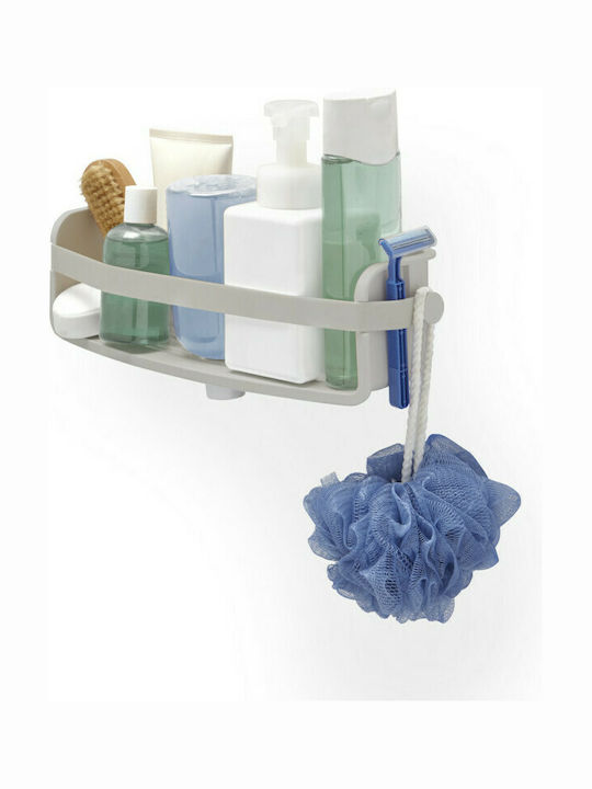 Umbra Wall Mounted Bathroom Shelf Plastic with 1 Shelf and Suction Cups 33x11.4x8.9cm Silver