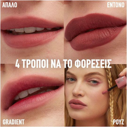Maybelline Super Stay Teddy Tint Lang anhaltend Flüssig Lippenstift Matt 55 Knee High 5ml