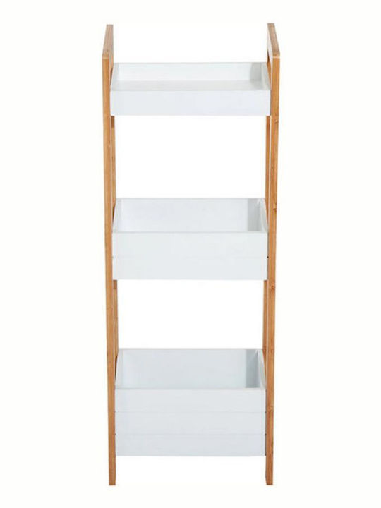HomCom Επιδαπέδια Ραφιέρα Μπάνιου Bamboo με 3 Ράφια 27.5x27.5x27.5cm Λευκή