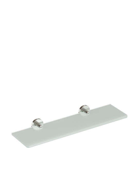 Verdi Omicron Wall Mounted Bathroom Shelf Glass 50x12.5x4.4cm Nickel Matt Transparent