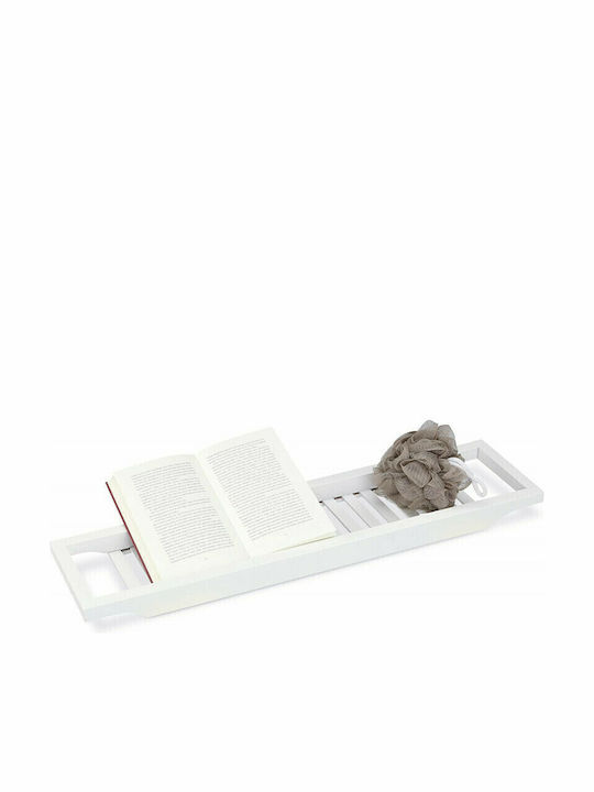 Relaxdays Ραφιέρα Μπανιέρας Ξύλινη 65x15x4cm Λευκή
