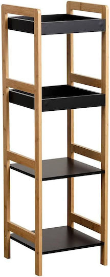 Eurocasa Επιδαπέδια Ραφιέρα Μπάνιου Bamboo με 4 Ράφια 34x33x110cm