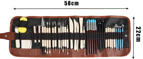 Set De Unelte Pentru Modelare Și Sculptură Lut Zola 40 Ustensile Plastic Lemn Oțel Cutie De Depozitare 58 X 22 Cm