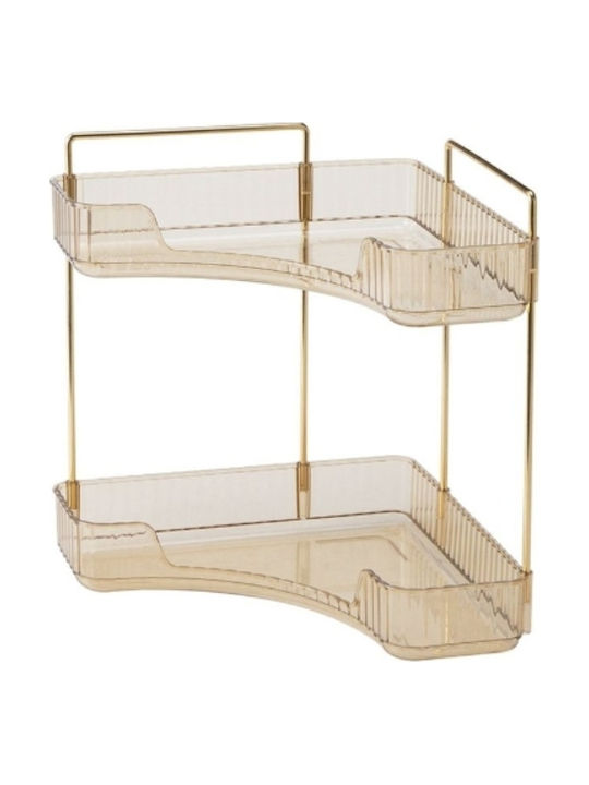Corner Wall Mounted Bathroom Shelf Metallic with 2 Shelves 25.5x16.5x29.5cm Blue