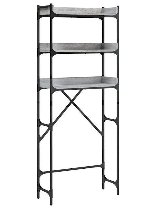 vidaXL Rafturi de baie Raft Baie Lemn cu 3 Rafturi 67x25x163cm Gri