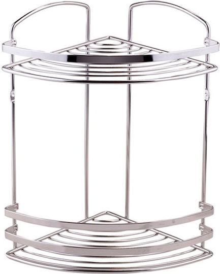 Viosarp Corner Wall Mounted Bathroom Shelf Inox with 2 Shelves 32x19.5x19.5cm Silver