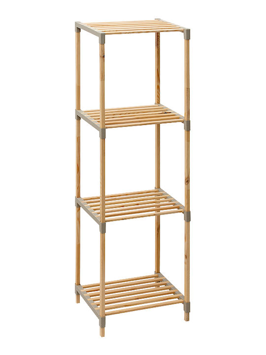 FixWood Floor Bathroom Shelf Wooden 38x30x116cm Beige