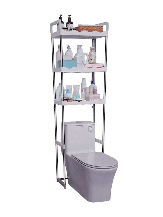 Floor Bathroom Shelf Inox 50.5x25x170cm Silver
