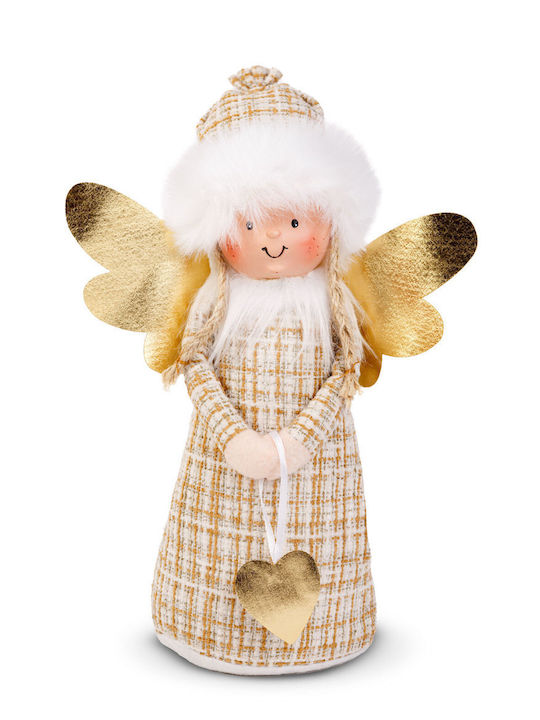 Decorative Doll Christmas Angel 30 Cm Textile Figurine Ceramic Face