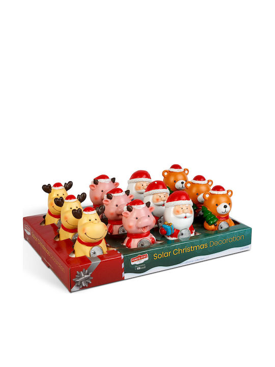 Decorațiune Solară Led Alb Rece 10 Cm Figurine Ren Urs Moș Crăciun Porc