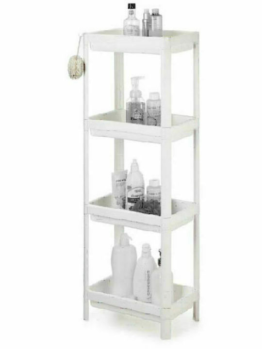 Sidirela Bianco Floor Bathroom Shelf Plastic with 4 Shelves 35x23x100cm White