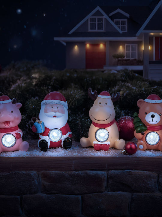 Decorațiune Solară Led Alb Rece 10 Cm Figurine Ren Urs Moș Crăciun Porc