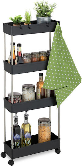 Relaxdays Boden Badezimmerregal Kunststoff 98x15.5x40.5cm Schwarz