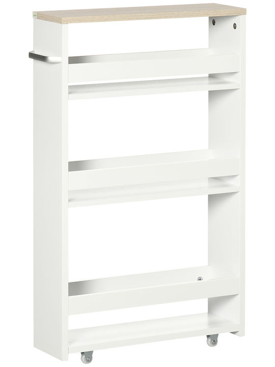 Kleankin 838-279V00WT Boden Badezimmerregal Hölzernes mit 3 Regalböden 48x15x80cm Weiß
