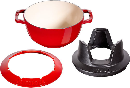 Staub Fondue Pot with Tea Light Red 11.6x20.7x26.7cm