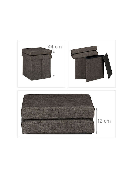 Taburet Camera De Zi Pliabil Cu Spătar Și Spațiu De Depozitare Maro 73x38x38cm