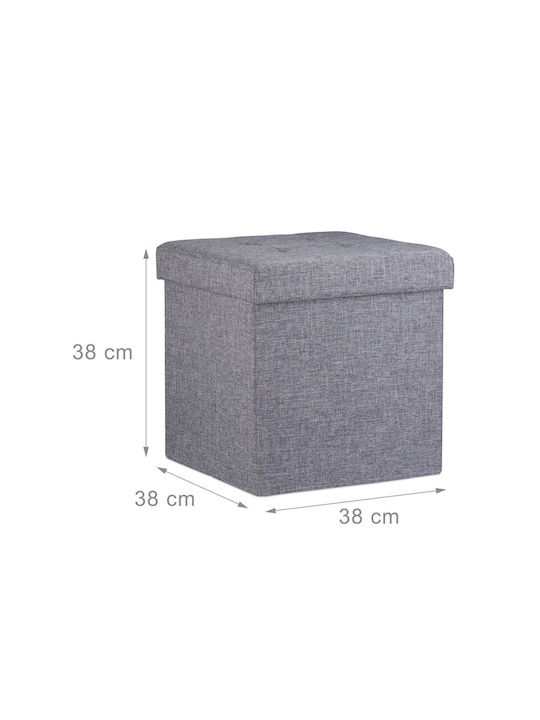 Taburet Camera De Zi Pliabil Cu Spațiu De Depozitare Tapițat Cu Țesătură Antracit 38x38x38cm