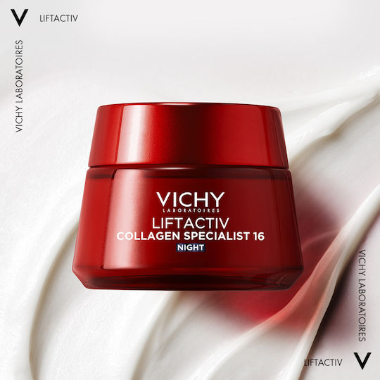 Vichy Liftactiv Collagen Specialist Κρέμα Προσώπου Νυκτός για Αντιγήρανση, Σύσφιξη & Λάμψη με Υαλουρονικό Οξύ & Βιταμίνη C 50ml