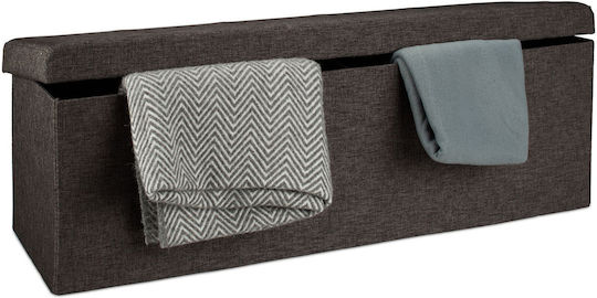 Living Room Folding Stool With Storage Space Upholstered In Brown Fabric 38x114x38cm