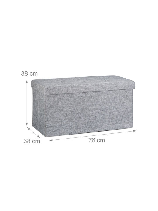 Taburet Camera De Zi Pliabil Cu Spațiu De Depozitare Tapițat Cu Țesătură Gri 38x76x38cm