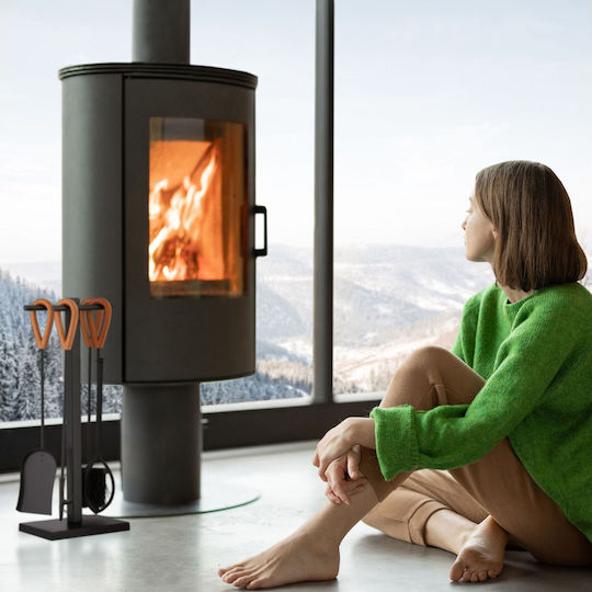 Relaxdays Kaminwerkzeug-Set mit Kremantala Schwarz