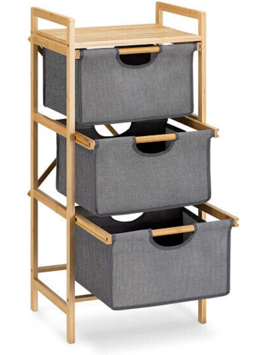 Navaris Boden Badezimmerregal Bamboo mit 3 Regalböden 44x33x96cm Gray