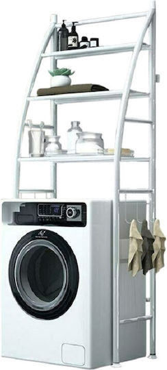 Toilet Rack Подов Рафт за баня Метален с 3 рафта 44x24.5x176см Бял