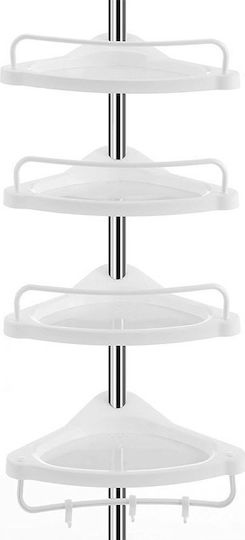 Songmics Ecke Boden Badezimmerregal Metallisch mit 4 Regalböden 34x24.5x300cm Weiß