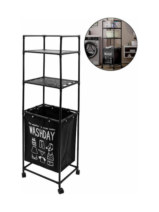 Floor Bathroom Shelf Metallic 41x32x133cm Black