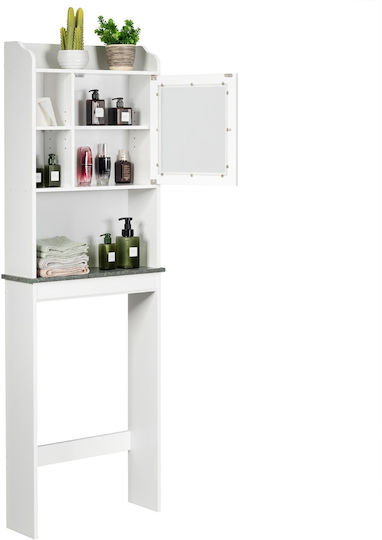 Costway Boden Badezimmerregal Hölzernes 60x30x170cm Weiß