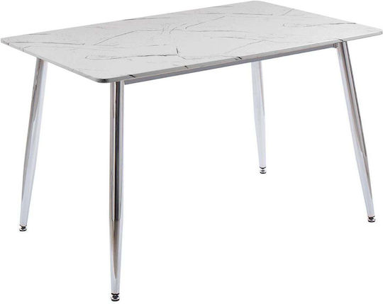 Oslo Метална Маса За Кухня Бял Мрамор 120x70x75см ЕМ856,2