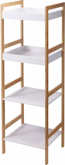 MRShome Επιδαπέδια Ραφιέρα Μπάνιου Bamboo 36x33x110cm Λευκή MRShome Επιδαπέδια Ραφιέρα Μπάνιου Bamboo 36x33x110cm Λευκή