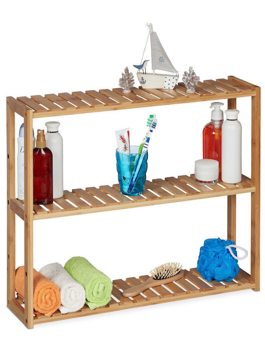 Relaxdays Επιτοίχια Ραφιέρα Μπάνιου Bamboo 50x60x15cm Καφέ