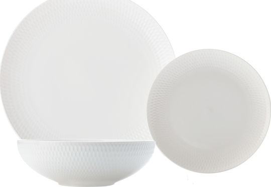 Maxwell & Williams Diamonds White Porcelain Dinnerware Set 12pcs