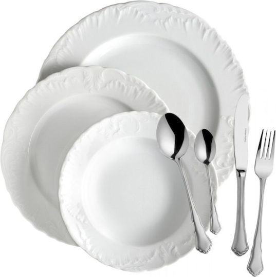 Cmielow Rococo Alb Porțelan Set de Vase 50buc