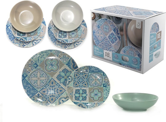 ArteLibre Azulejos Σερβίτσιο Πιάτων από Πορσελάνη Πολύχρωμο 18τμχ