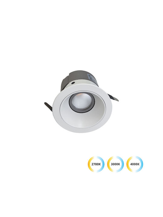 Viokef Alea Round Metallic Recessed Spot with Integrated LED and Warm White Light White 6.3x6.3cm. 1pcs