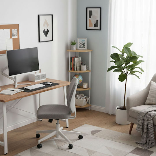 Γωνιακή Βιβλιοθήκη White/light Brown 44.5x31.5x125εκ.
