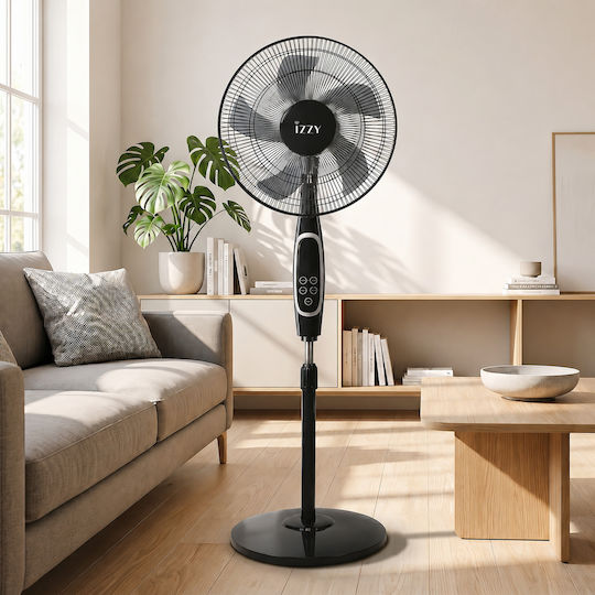 Izzy IZ-9042 Pedestal Fan 70W 40cm Diameter With Remote Control Black