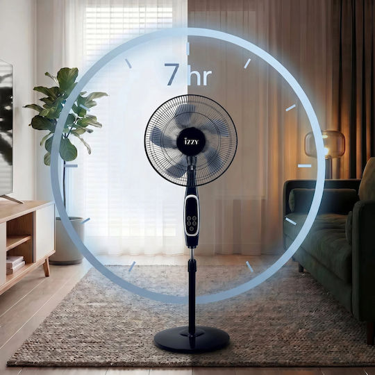 Izzy IZ-9042 Pedestal Fan 70W 40cm Diameter With Remote Control Black