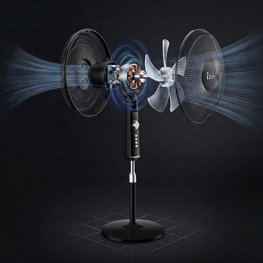 Izzy IZ-9041 Ανεμιστήρας Ορθοστάτης 70W Διαμέτρου 40cm Μαύρος