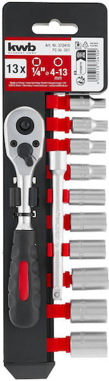 KWB Ratchet with Sockets 1\4" 13 Pieces