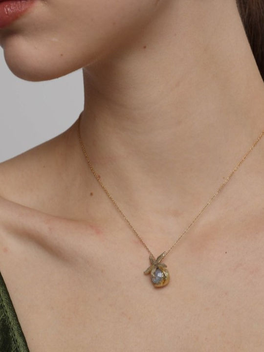 Kalliope Jewelry Κολιέ με σχέδιο Αστέρι Γαλάζιο