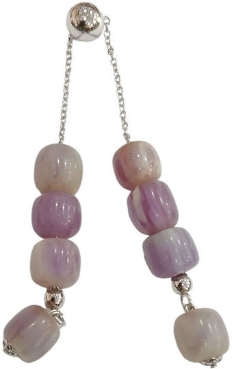 Kalliopi Silver Begleri Handcrafted from Stainless Steel with Fluorite Lavender Stone 12mm Length 25cm