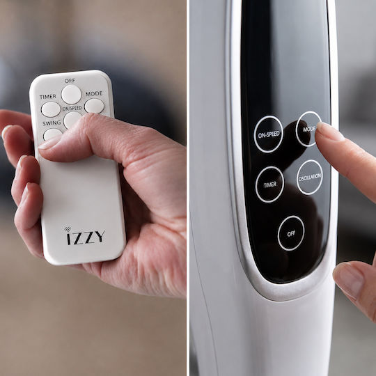Izzy IZ-9042 Ανεμιστήρας Ορθοστάτης 70W Διαμέτρου 40cm με Τηλεχειριστήριο Λευκός