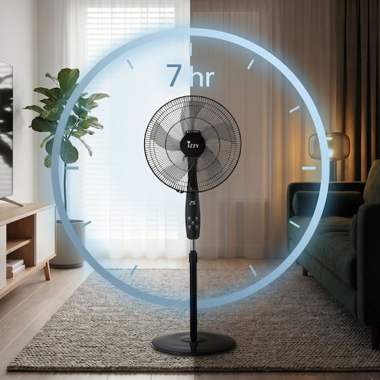 Izzy IZ-9048 Pedestal Fan 70W Diameter 45.72cm with Remote Control Black