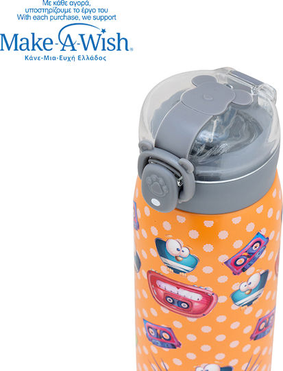 Nava Stainless Steel Thermos Bottle 500ml Orange with Straw