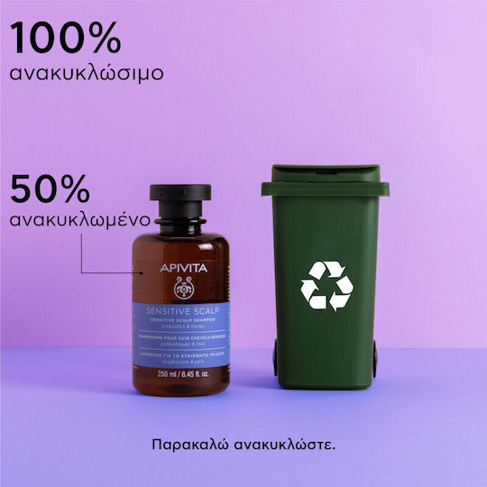 Apivita Sensitive Scalp Prebiotics & Honey Sampon pentru Scalp Sensibil pentru Păr Fragil 250ml