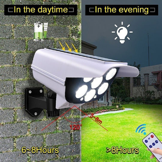 Solar Dummy Surveillance Bullet Camera with LED Lighting White