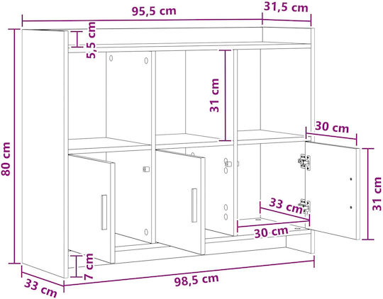 Dulap De Depozitare Metalic M98.5xL33xÎ80cm